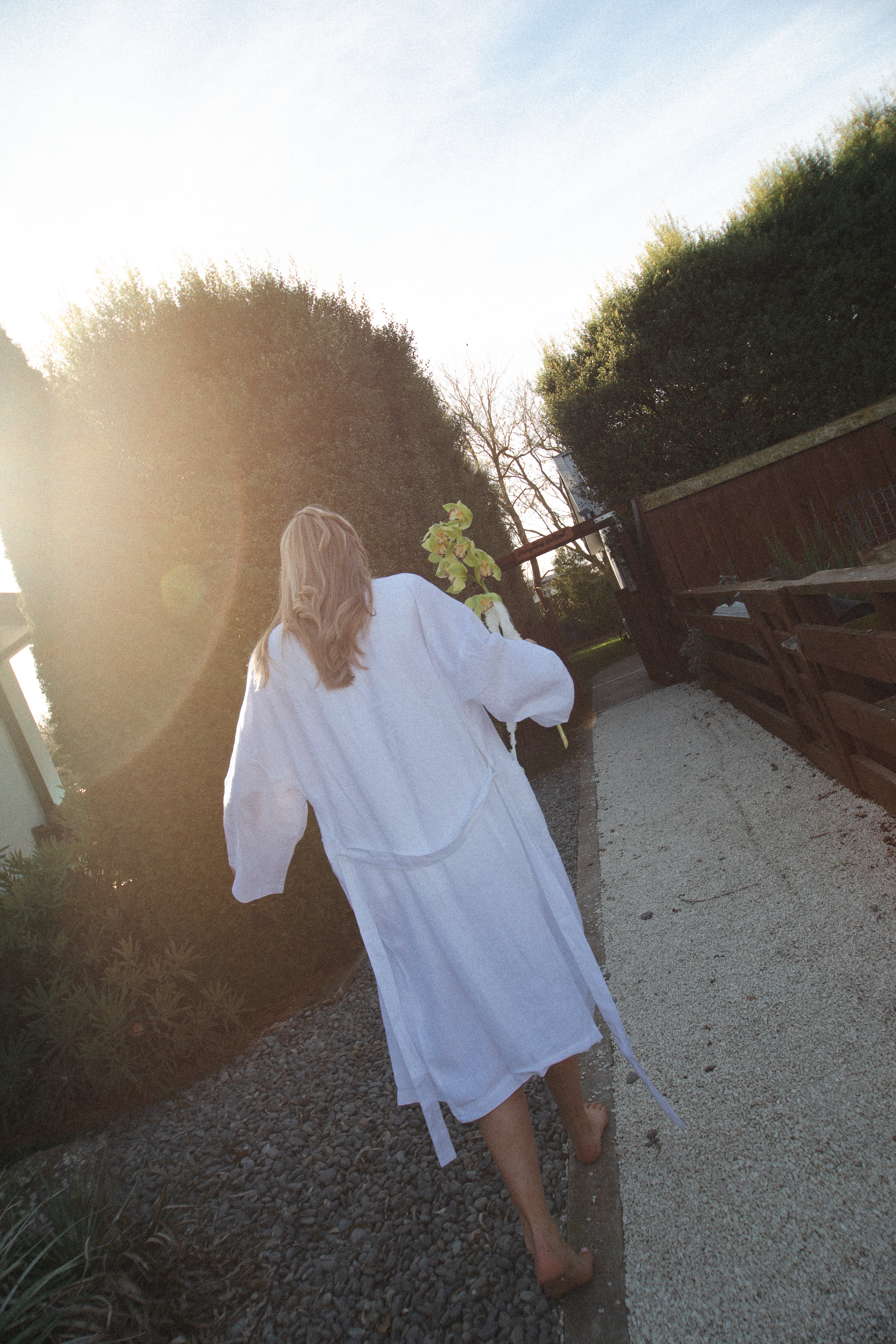 Mia White Linen Robe