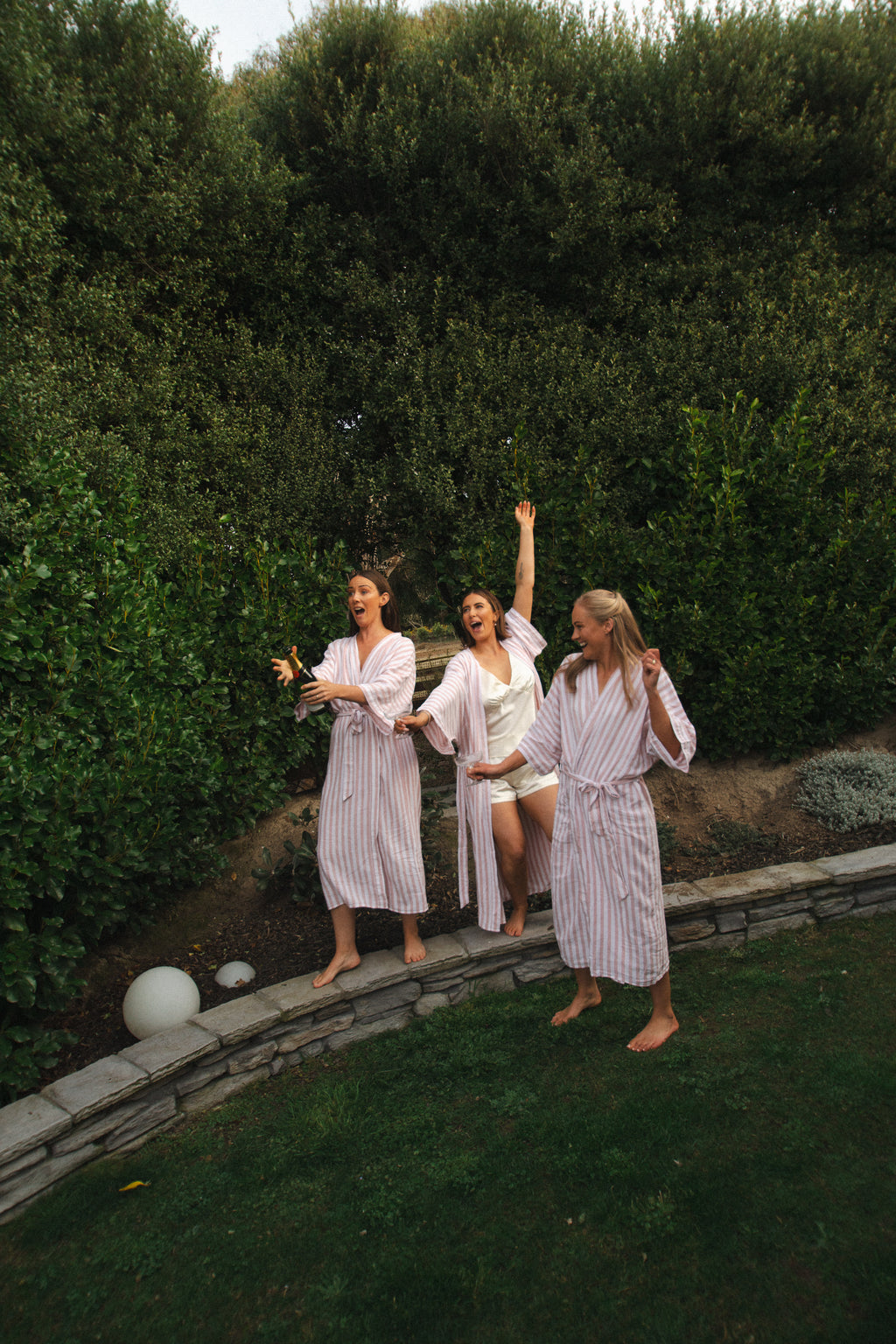 Sunny Pink Stripe Linen Robe