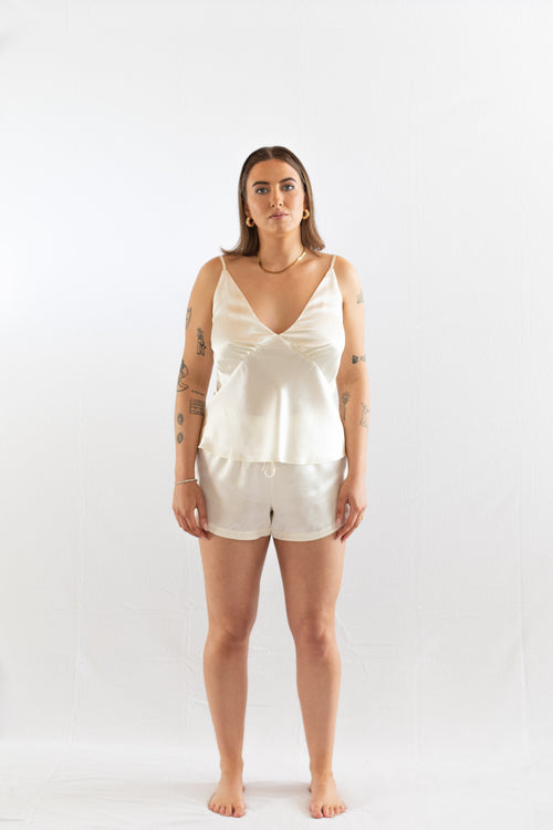 Amethyst Ivory Pure Silk Cami and Shorts Set