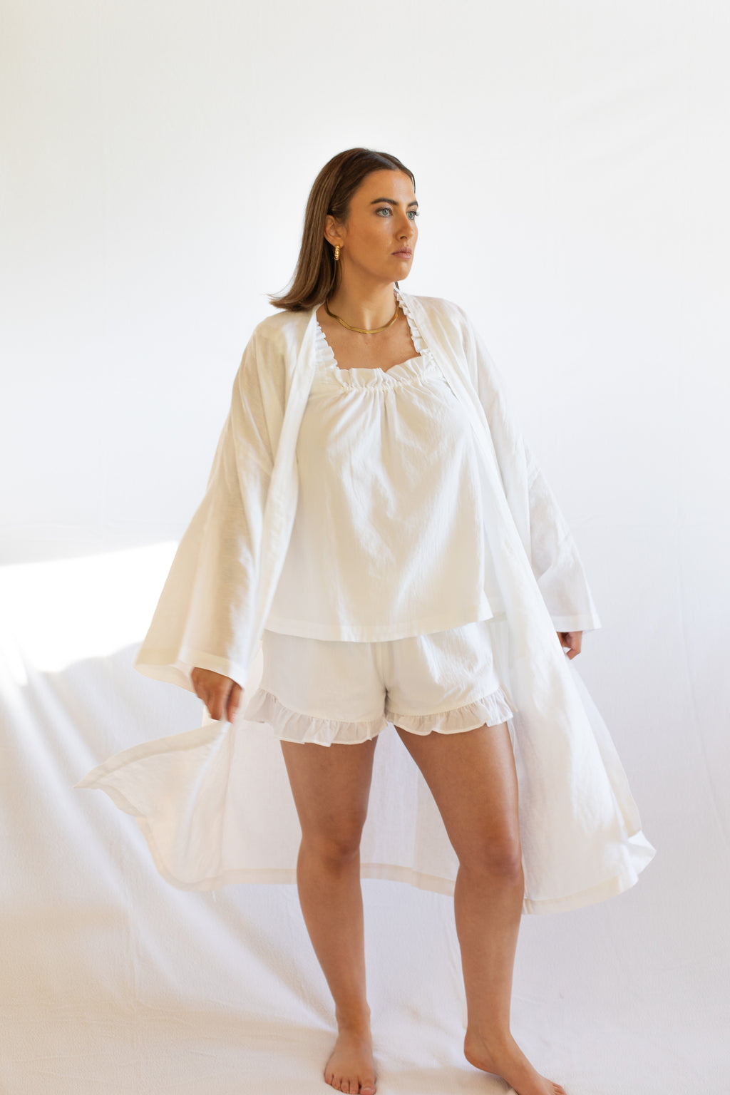 Mia White Linen Robe